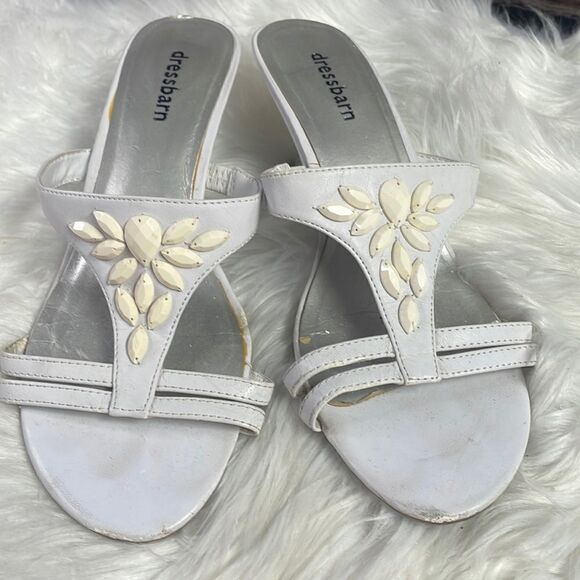 Dressbarn Ladies Elise White Slide on Heel Sandals, Size 7M - Picture 1 of 8
